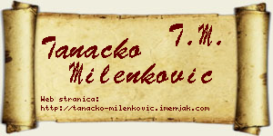Tanacko Milenković vizit kartica